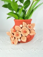 Barro Bordado Small Clay Vase Handmade in Oaxaca - Image 3