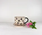 Black Ceramic Dinnerware Mug and Saucer - Image 2
