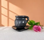 Black Clay Mug and Saucer Handmade in Mexico