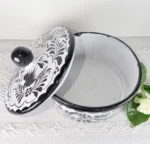 Black Handmade Ceramic Tortilla Warmer - Image 3