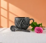 Black Talavera Style Mug and Spoon