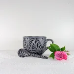 Black Talavera Style Mug and Spoon - Image 2