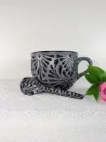 Black Talavera Style Mug and Spoon - Image 3