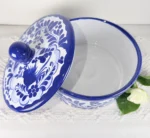 Blue Ceramic Tortillero with Lid - Image 2