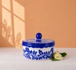 Blue Ceramic Tortillero with Lid
