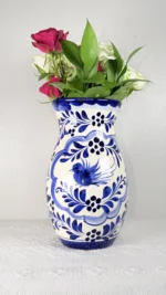 Blue Ceramic Vase Handmade in Mexico - Image 3