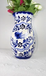 Blue Ceramic Vase Handmade in Mexico - Image 2