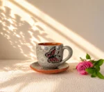 Butterfly Clay Mug and Saucer from Michoacan