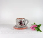 Butterfly Clay Mug and Saucer from Michoacan - Image 2