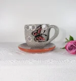 Butterfly Clay Mug and Saucer from Michoacan - Image 3