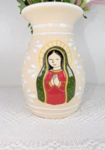 Ceramic Virgin Mary Handcrafted Vase Made in Mexico - Image 2