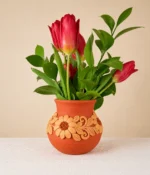 Clay Floral Vase Handamade in Oaxaca