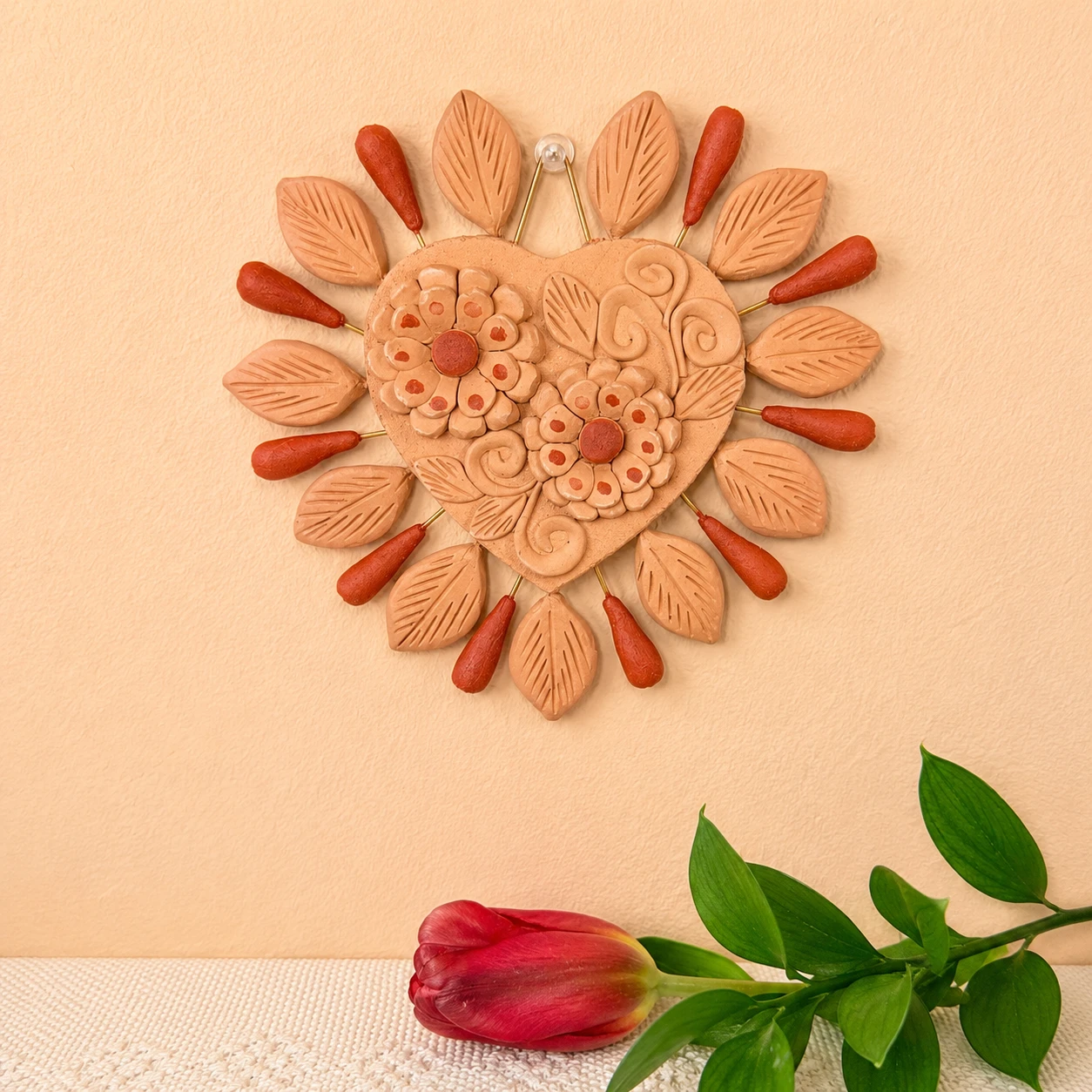 Clay-Heart-Wall-Decor-Handmade-in-Oaxaca-01 Clay Heart Wall Decor Handmade in Oaxaca - Image 1