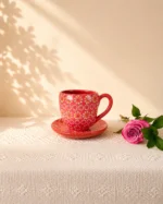 Clay Mug and Saucer Handmade in Mexico