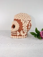 Day of the Death Clay Skull handcrafted in Michoacan - Image 4