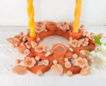 Embroidered Clay Candleholder Wreath from Oaxaca - Image 4