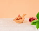 Embroidered Clay Swan Jewerly Trinket Box