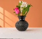 Handcrafted Black Clay Carved Vase