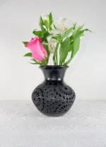 Handcrafted Black Clay Carved Vase - Image 2