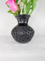 Handcrafted Black Clay Carved Vase - Image 3