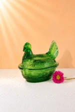 Handcrafted Glass Hen Dish