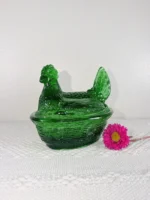 Handcrafted Glass Hen Dish - Image 4