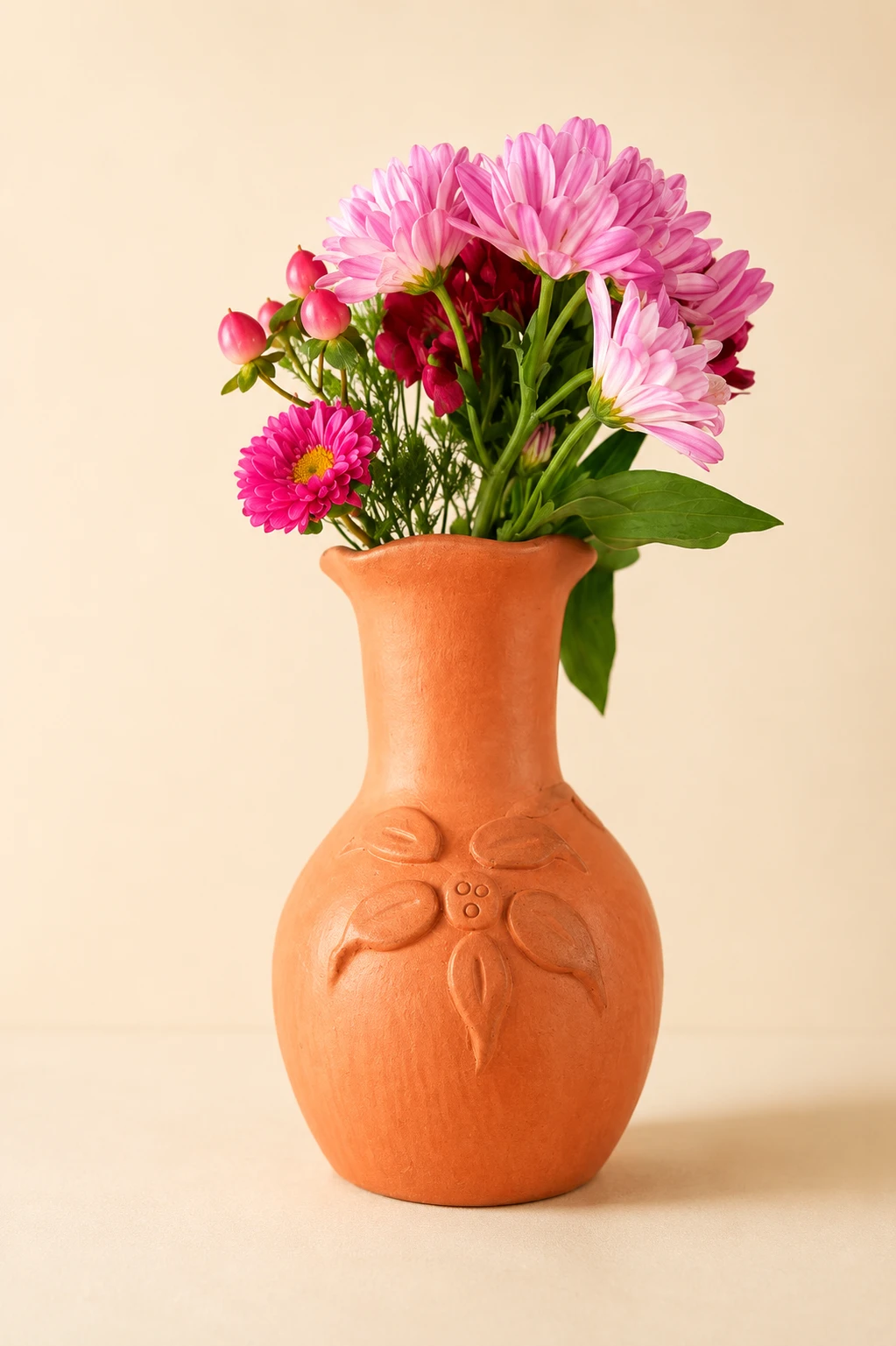 Handcrafted-Natural-Clay-Vase-01 Handcrafted Natural Clay Vase - Image 1