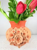 Handmade Atzompa Oaxaca Clay Vase - Image 3