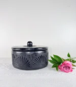 Handmade Black Clay Tortilla Warmer - Image 2