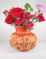 Handmade Clay Flower Vase from Oaxaca Mexico - Image 2