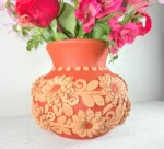 Handmade Clay Flower Vase from Oaxaca Mexico - Image 3