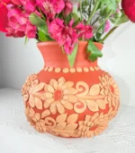 Handmade Clay Flower Vase from Oaxaca Mexico - Image 4