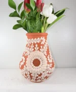 Handmade Clay Flower Vase made in Mexico