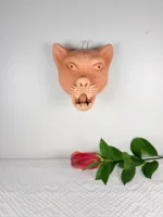 Handmade Clay Jaguar Hanging Mask - Image 2