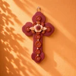 Handmade Crucifix Clay from Metepec Mexico Wall Decor