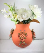 Handmade Metepec Clay Vase Mexican Barro Vase - Image 4