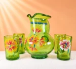 Mexican HandBlown Glass Pitcher Set 2