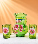 Mexican Handblown Glass Pitcher Set
