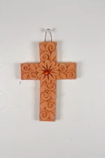 Mexico Handmade Clay Hanging Cross - Image 2