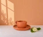 Michoacan Burnished Clay Heart Mug and Suacer