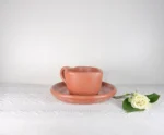 Michoacan Burnished Clay Heart Mug and Suacer - Image 2