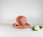 Michoacan Burnished Clay Heart Mug and Suacer - Image 3