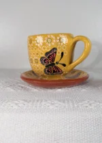 Monarch Butterfly Clay Mug and Saucer from Michoacan - Image 3