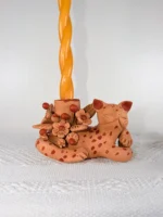 Oaxaca Clay Jaguar Candleholder - Image 3