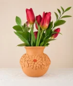 Oaxaca Embroidered Clay Vase Handmade in Mexico