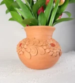 Oaxaca Embroidered Clay Vase Handmade in Mexico - Image 3