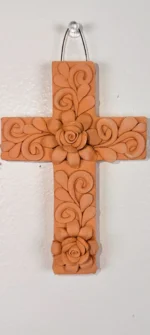 Oaxaca Handmade Clay Wall Hanging Cross - Image 2