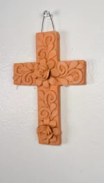 Oaxaca Handmade Clay Wall Hanging Cross - Image 3