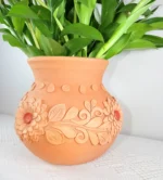 Oaxaca Medium Clay Vase Embroidered Clay - Image 4