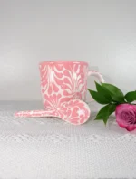 Pink Talavera Style Mug with Spoon - Image 3